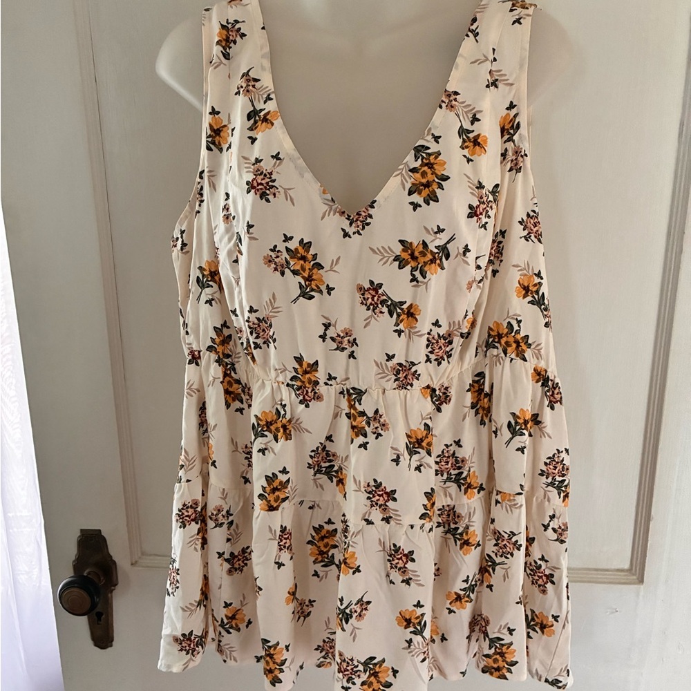 Torrid Floral Sleeveless Blouse - Cream and Yellow